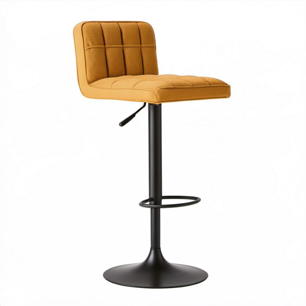 Regulowany hoker barowy musztardowy z tapicerką poliestrową 48 x 52 x 90–111 cm