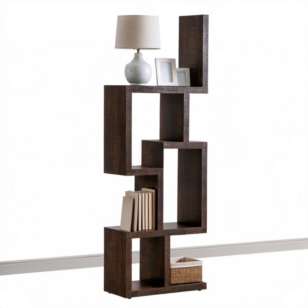Regał stojący z płyty MDF asymetryczny ciemnobrązowy 60 x 24 x 180 cm