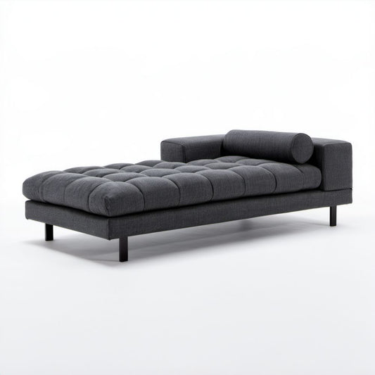 Szezlong tapicerowany z poliestru grafitowy 200 x 90 x 75 cm