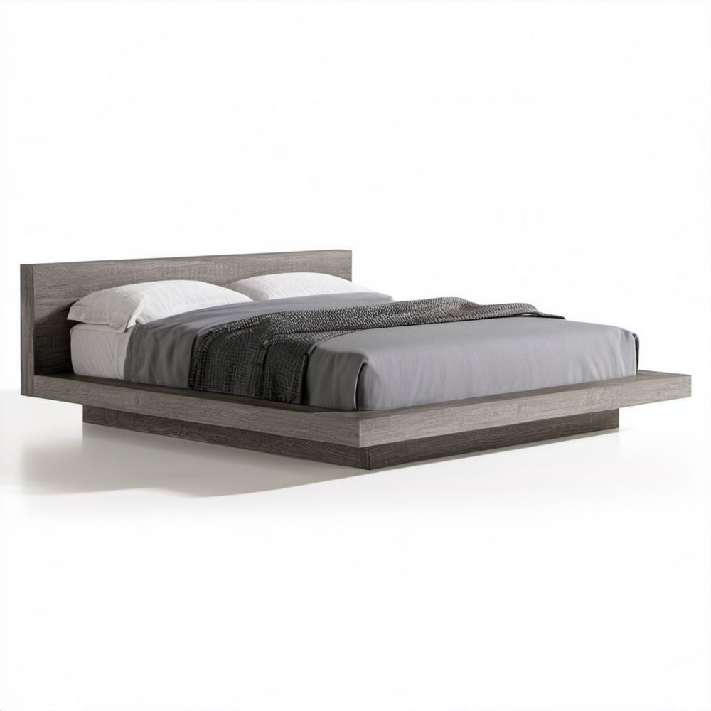 Szara rama łóżka dwuosobowego z płyty MDF 160 x 200 cm
