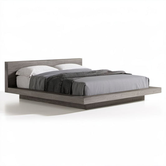 Szara rama łóżka dwuosobowego z płyty MDF 160 x 200 cm