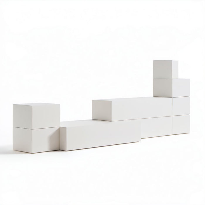 Modułowa szafka RTV biała z lakierowanej płyty MDF, 240 x 40 x 120 cm